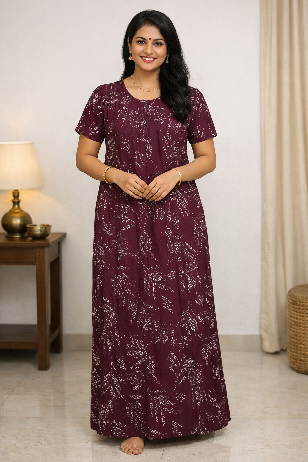 Maxi nighty - Dark maroon