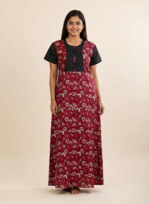 maxi nighty - pink with blue