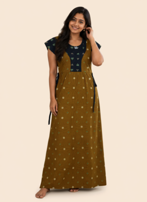 maxi nighty - yellow with green