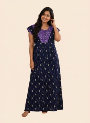 maxi nighty - violet with blue