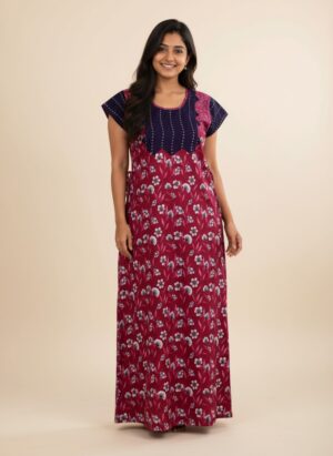 maxi nighty - pink with blue