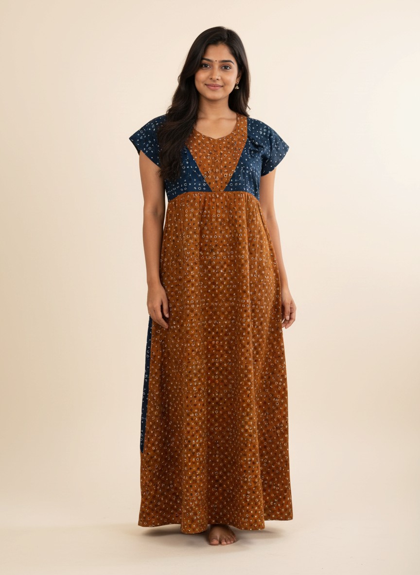 maxi nighty - yellow with blue