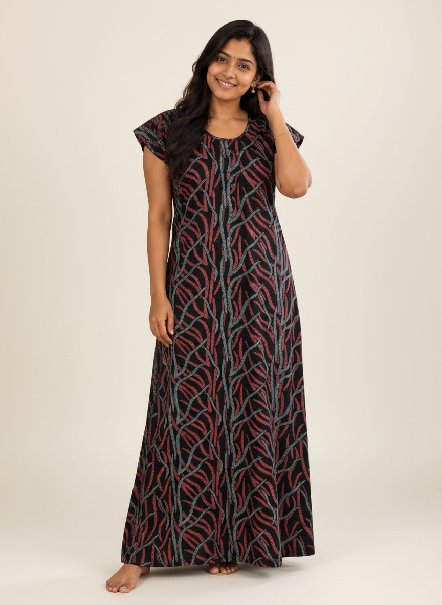 nighty - black with red