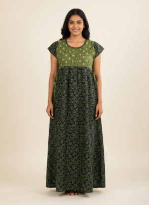 maxi nighty - green with black