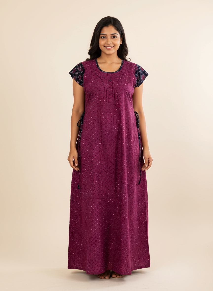 maxi nighty - black with pink