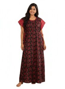 maxi nighty - balack with pink