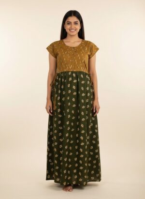 maxi nighty - yellow with green