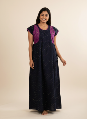 maxi nighty - voilet with blue