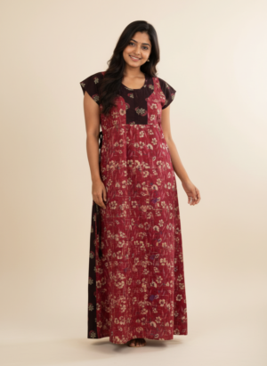 maxi nighty - pink with blue