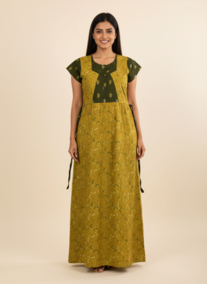 maxi nighty - yellow with green